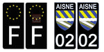 02 AISNE - License plate stickers, available for CAR and MOTORCYCLE