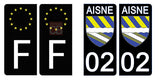 02 AISNE - License plate stickers, available for CAR and MOTORCYCLE