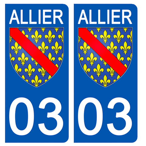 03 ALLIER - Stickers for license plates, available for CAR and MOTORCYCLE