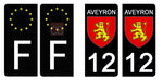 12 AVEYRON - License plate stickers, available for CAR and MOTORCYCLE