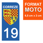 19 CORREZE - Stickers for license plates, available for CAR and MOTORCYCLE