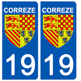 19 CORREZE - Stickers for license plates, available for CAR and MOTORCYCLE