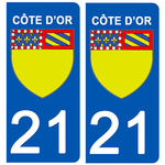 21 COTE D'OR - Stickers for license plates, available for CAR and MOTORCYCLE