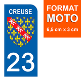 23 CREUSE - Stickers for license plates, available for CAR and MOTORCYCLE