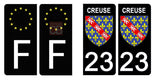 23 CREUSE - Stickers for license plates, available for CAR and MOTORCYCLE