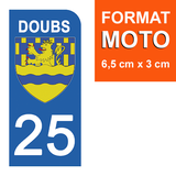 25 DOUBS - License plate stickers, available for CAR and MOTORCYCLE