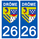 26 DRÔME - License plate stickers, available for CAR and MOTORCYCLE