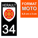 34 HERAULT - License plate stickers, available for CAR and MOTORCYCLE