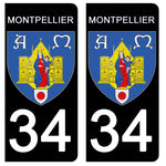 34 MONTPELLIER, HERAULT - Stickers for license plates, available for CAR and MOTORCYCLE