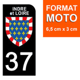 37 INDRE and LOIRE - Stickers for license plates, available for CAR and MOTORCYCLE