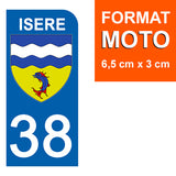 38 ISERE - License plate stickers, available for CAR and MOTORCYCLE