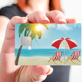 Deckchair at the beach - credit card sticker