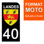 40 LANDES - Stickers for license plates, available for CAR and MOTORCYCLE