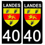 40 LANDES - Stickers for license plates, available for CAR and MOTORCYCLE