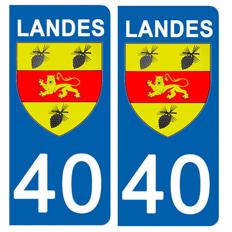 40 LANDES - Stickers for license plates, available for CAR and MOTORCYCLE