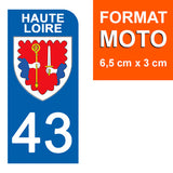 43 HAUTE LOIRE - Stickers for license plates, available for CAR and MOTORCYCLE