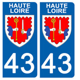 43 HAUTE LOIRE - Stickers for license plates, available for CAR and MOTORCYCLE