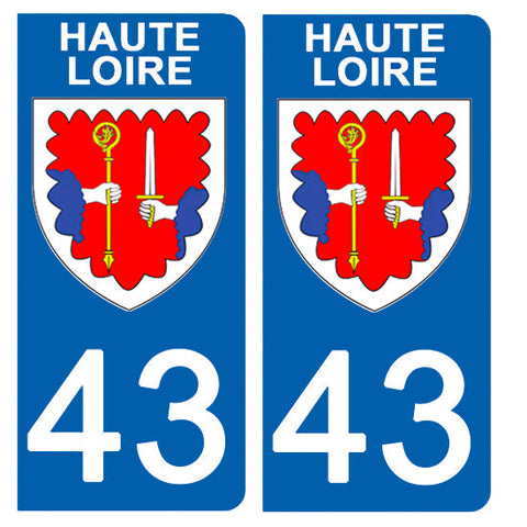 43 HAUTE LOIRE - Stickers for license plates, available for CAR and MOTORCYCLE