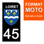 45 LOIRET - Stickers for license plates, available for CAR and MOTORCYCLE