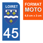 45 LOIRET - Stickers for license plates, available for CAR and MOTORCYCLE