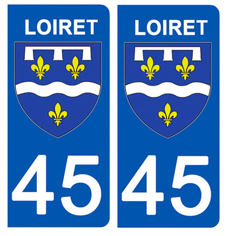 45 LOIRET - Stickers for license plates, available for CAR and MOTORCYCLE