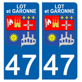 47 LOT and GARONNE - Stickers for license plates, available for CAR and MOTORCYCLE