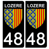 48 LOZERE - License plate stickers, available for CAR and MOTORCYCLE