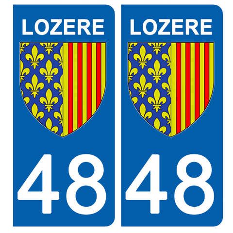 48 LOZERE - License plate stickers, available for CAR and MOTORCYCLE