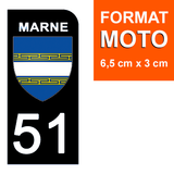 51 MARNE - Stickers for license plates, available for CAR and MOTORCYCLE