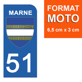 51 MARNE - Stickers for license plates, available for CAR and MOTORCYCLE