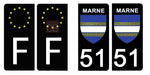 51 MARNE - Stickers for license plates, available for CAR and MOTORCYCLE