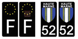 52 HAUTE MARNE - Stickers for license plates, available for CAR and MOTORCYCLE