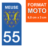 55 MEUSE - Stickers for license plates, available for CAR and MOTORCYCLE