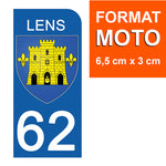 62 PAS DE CALAIS, LENS - Stickers for license plates, available for CAR and MOTORCYCLE