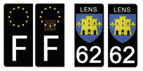 62 PAS DE CALAIS, LENS - Stickers for license plates, available for CAR and MOTORCYCLE