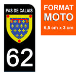 62 PAS DE CALAIS - License plate stickers, available for CAR and MOTORCYCLE