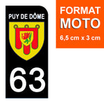 63 PUY DE DÔME - Stickers for license plates, available for CAR and MOTORCYCLE