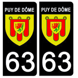 63 PUY DE DÔME - Stickers for license plates, available for CAR and MOTORCYCLE