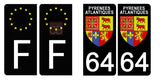 64 PYRENNEES ATLANTIQUES - Stickers for license plates, available for CAR and MOTORCYCLE