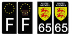 65 HAUTES PYRENNEES - Stickers for license plates, available for CAR and MOTORCYCLE