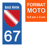 67 BAS RHIN - License plate stickers, available for CAR and MOTORCYCLE