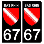 67 BAS RHIN - License plate stickers, available for CAR and MOTORCYCLE