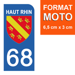 68 HAUT RHIN - Stickers for license plates, available for CAR and MOTORCYCLE