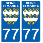 77 SEINE et MARNE - Stickers for license plates, available for CAR and MOTORCYCLE