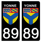 89 YONNE - Stickers pour plaque d'immatriculation, disponible pour AUTO et MOTO