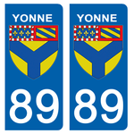 89 YONNE - Stickers pour plaque d'immatriculation, disponible pour AUTO et MOTO