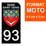 93 SEINE SAINT DENIS - Stickers pour plaque d'immatriculation, disponible pour AUTO et MOTO