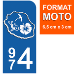 974 LA REUNION - Stickers pour plaque d'immatriculation, disponible pour AUTO et MOTO