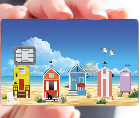 Cabins on the beach - credit card sticker