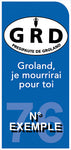 Sticker pour plaque d'immatriculation MOTO, Fond BLEU, N° de département - Presipauté de Groland « Groland, je mourrirai pour toi. »